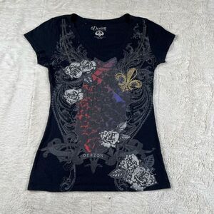Vintage Y2K Dereon Women’s Graffiti AOP Women’s V Neck Tee T Shirt